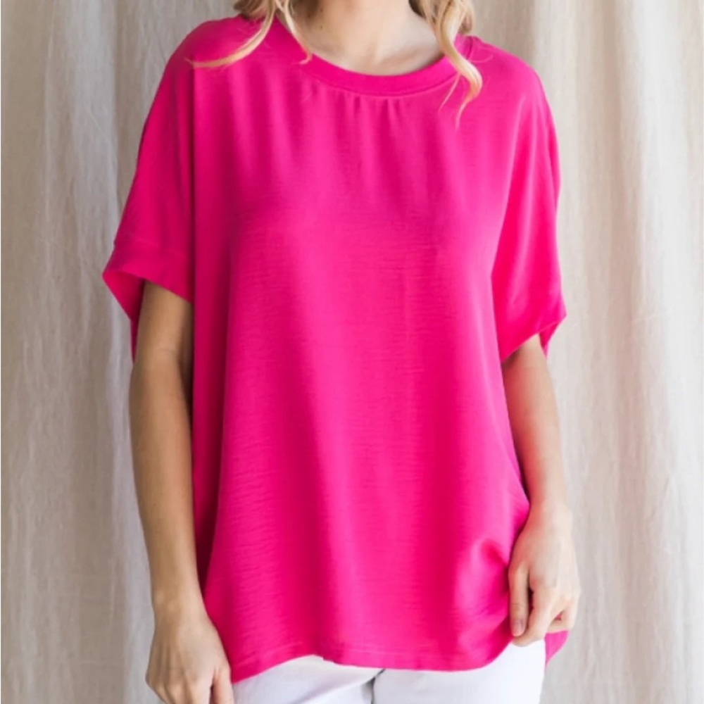 Jodifl Women’s Short Sleeve Hot Pink Top